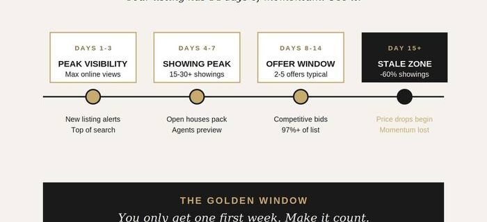 Price home right first week Frisco TX - 14 day listing momentum timeline showing peak visibility, showings, and offer windows for 2026 sellers